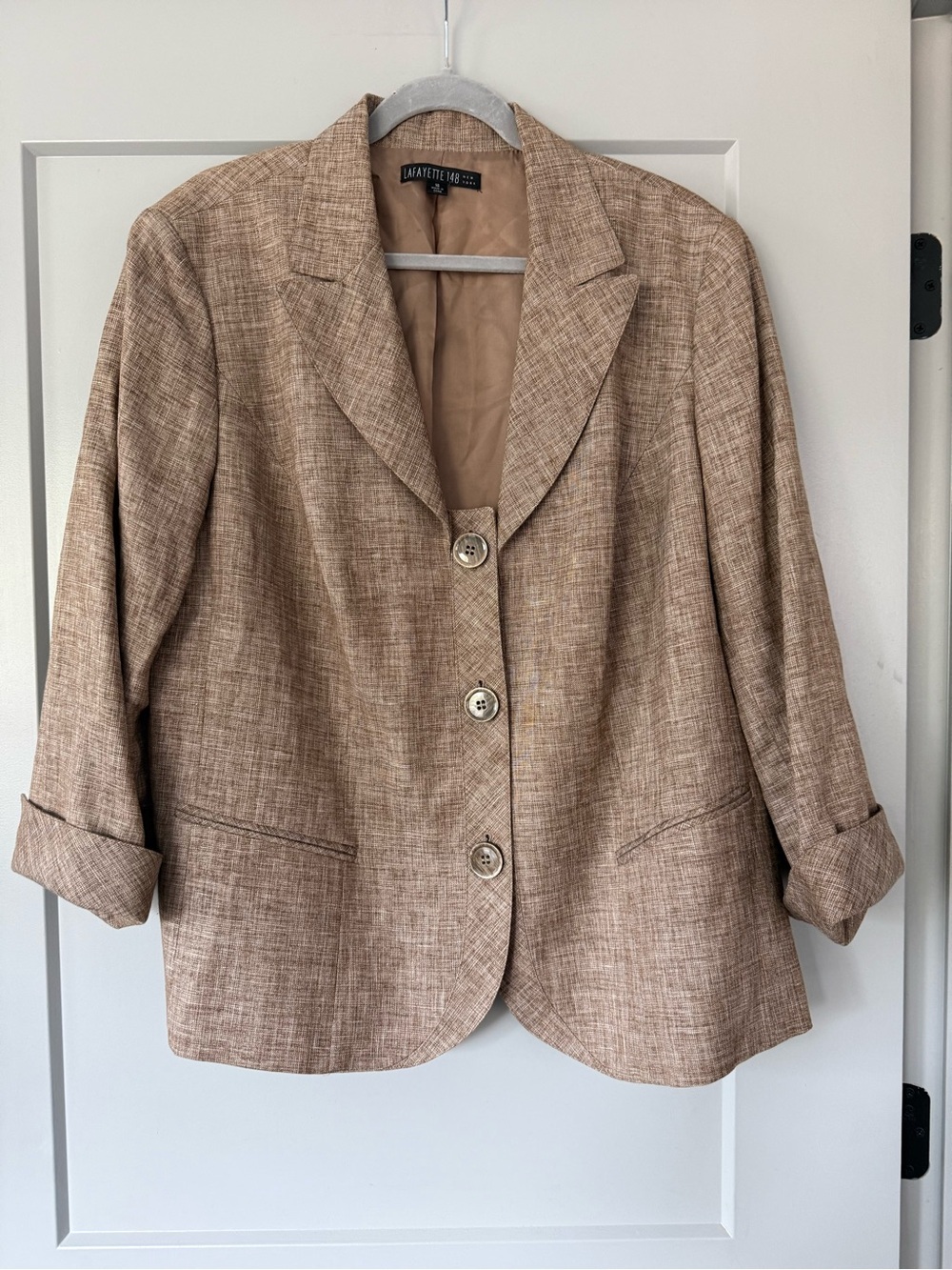 Lafayette 148 New York Blazer Linen Blend Sz 16 Quiet Luxury Office Classic